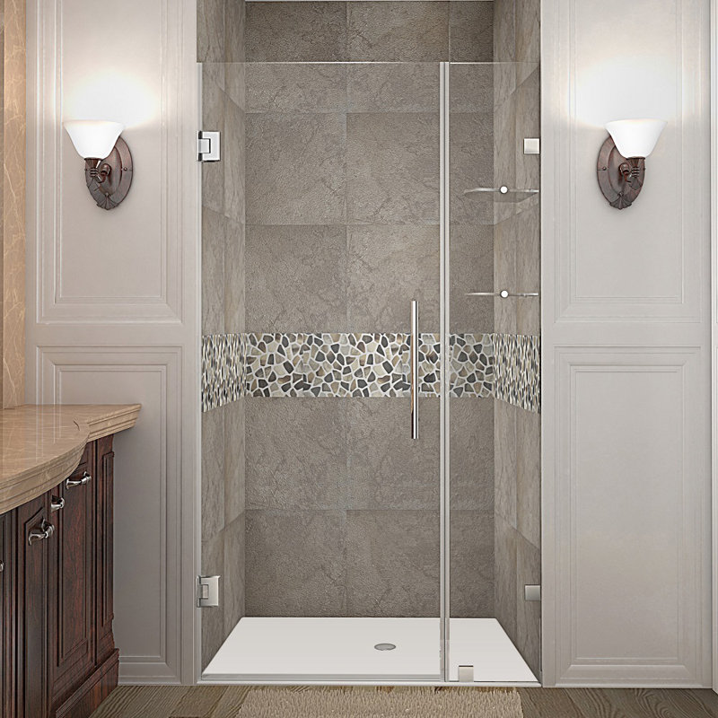 Nautis GS 37 x 72 Hinged Frameless Shower Door, Chrome, Clear