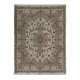 Hand-Knotted High-Quality Ivory and Ivory Area Rug