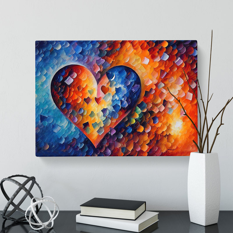 Love Heart Painting Abstract - Wrapped Canvas, 35cm H x 50cm W x 3cm D