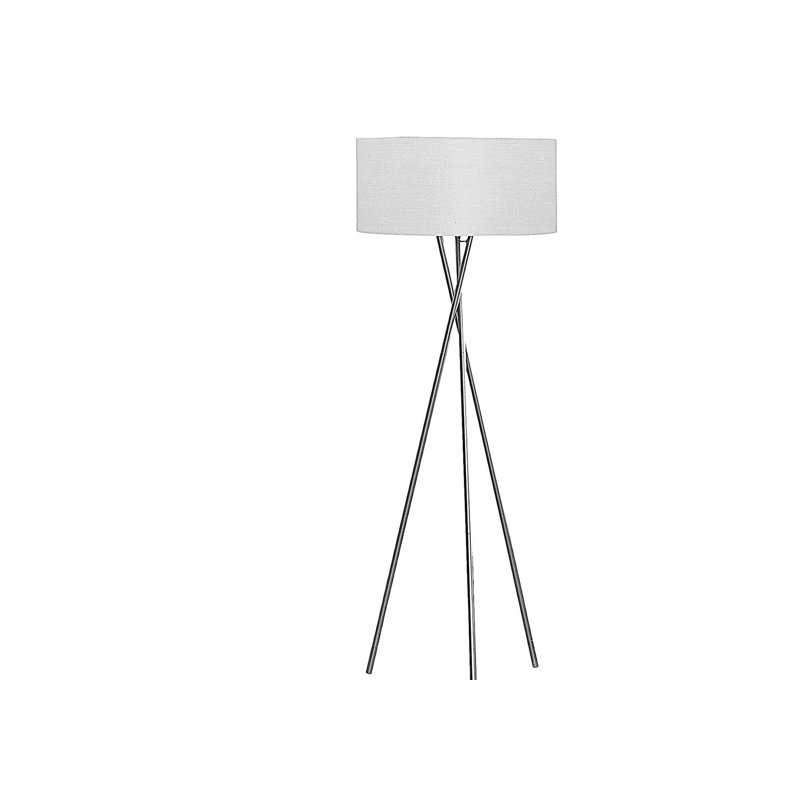 Lighting, 62 inches high, floor lamp, nickel metal, gray shade, modern style, Silver