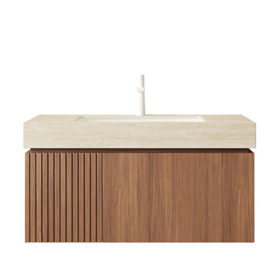 Meuble-lavabo flottant 36 po avec lavabo 36 po | 35,83 x 18,9 x 17,72 | Contreplaqué | 1 pièce | Meuble-lavabo | Beige | Conception murale flottante