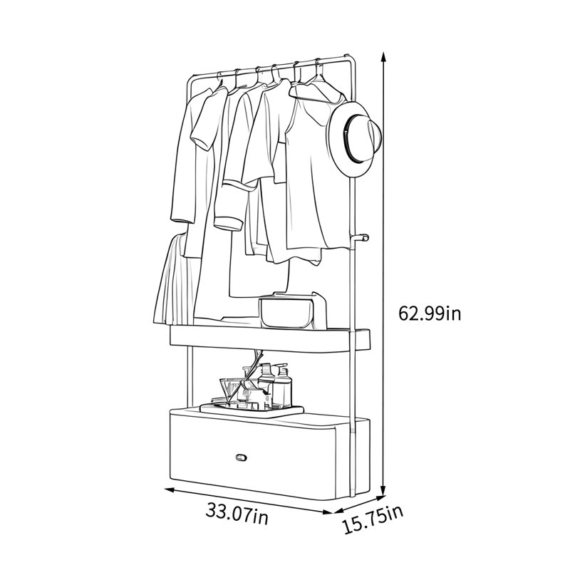 Armoire en acier inoxydable avec crochets, Noir, noir, noir, noir