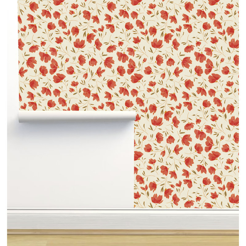 Rouleau de papier peint texturé L 12 pi x l 2 pi Amy Mac Ready Designs, Rouge