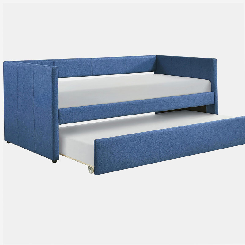 1pièce lit de jour avec lit gigogne en tissu d'ameublement gris foncé, Bleu