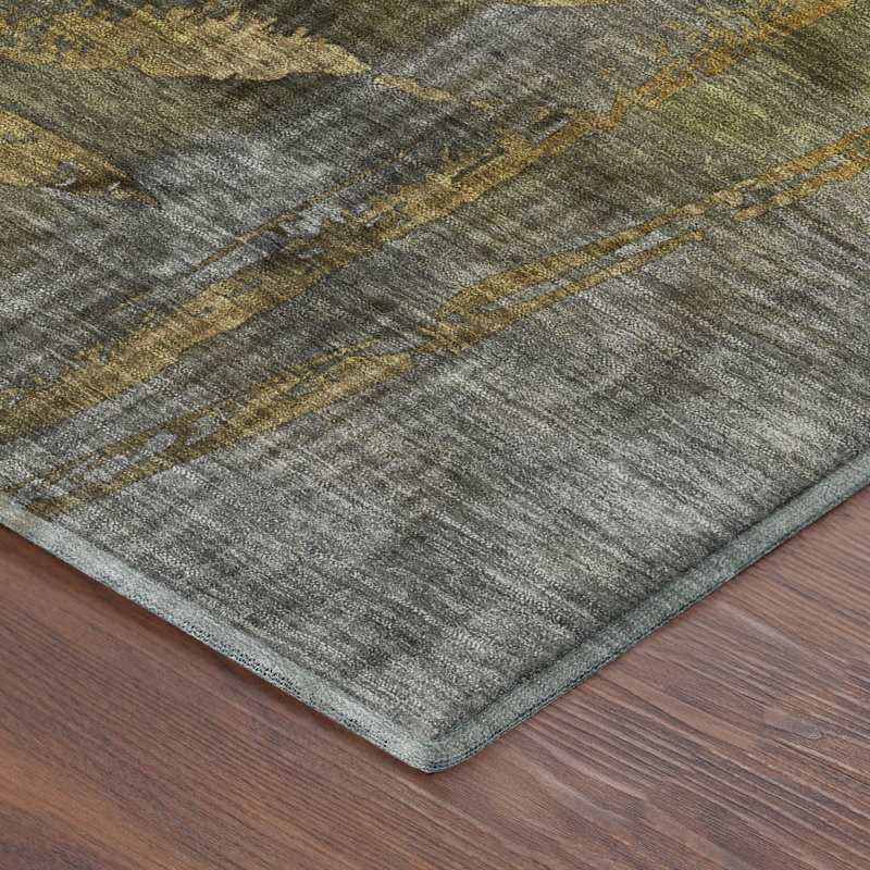 Premium Machine Washable Mayfield AMF2222 Botanical Rug, 8' x 10', Pewter