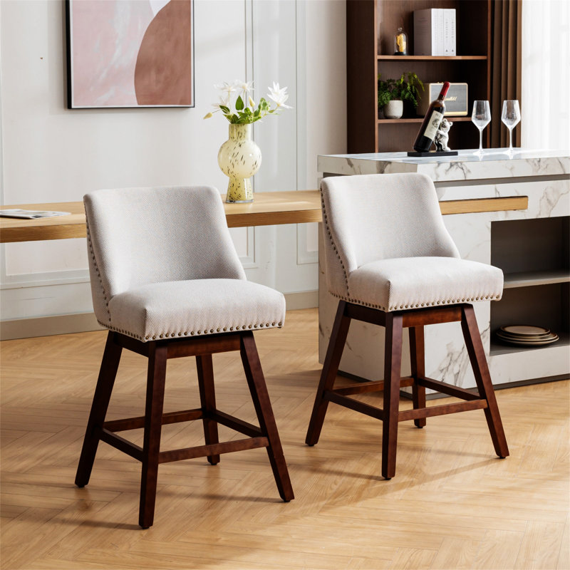 Tabourets de bar pivotants Barret, Beige