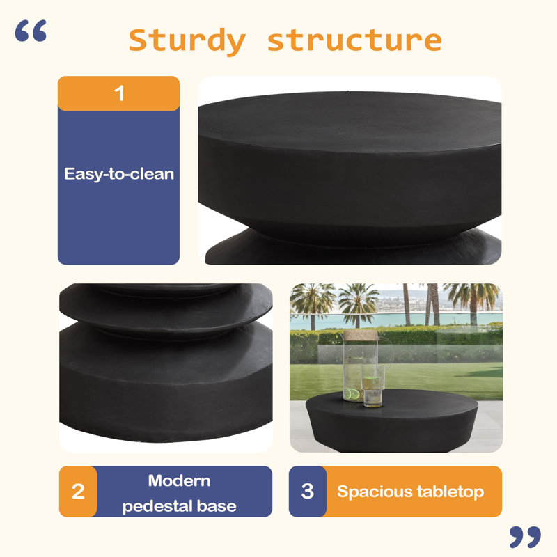 Accent Table, 25"H, Indoor Or Outdoor, Side Table, End, Bedroom, Living Room, Nightstand, Round, Contemporary, Modern, Black