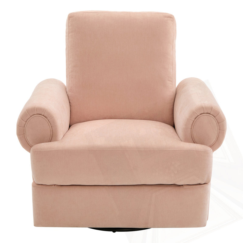Manual Recliner Sofa Swivel Recliner Rocker Chair, Pink