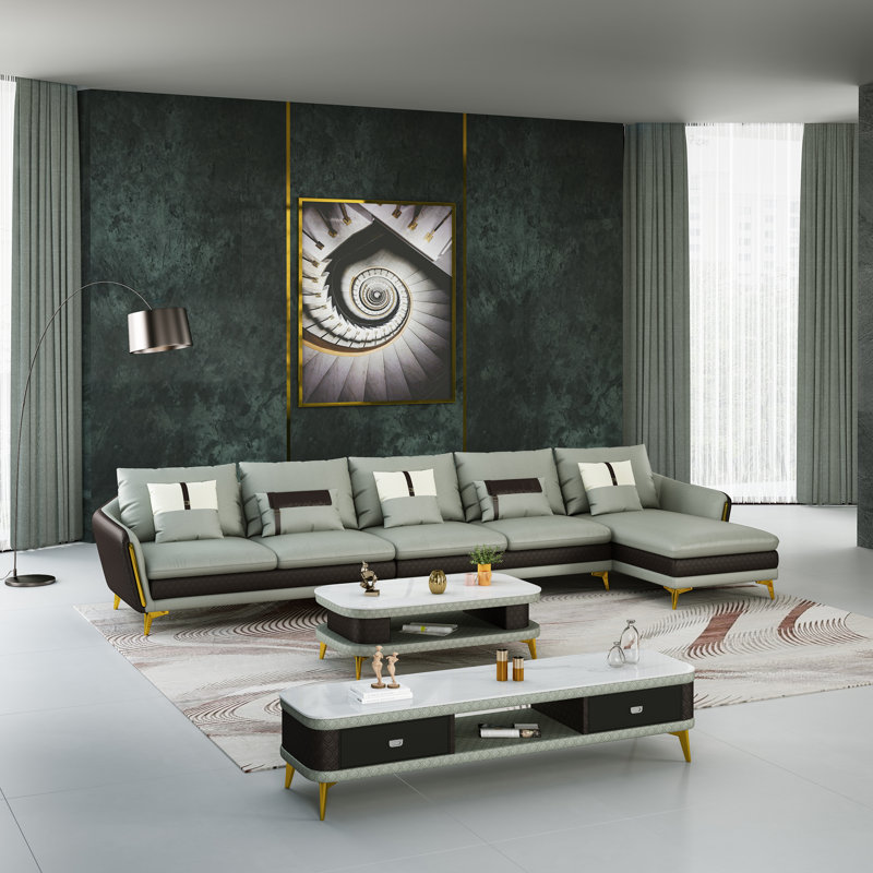 Leather Sectional, Right Hand Facing