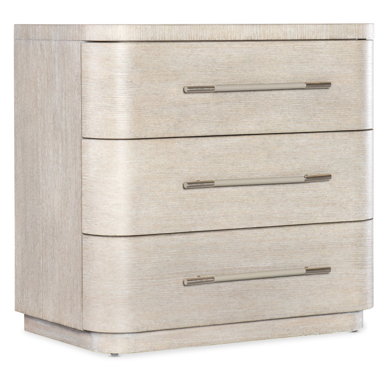 Modern Mood Three Drawer Nightstand, Light Wood/Diamond