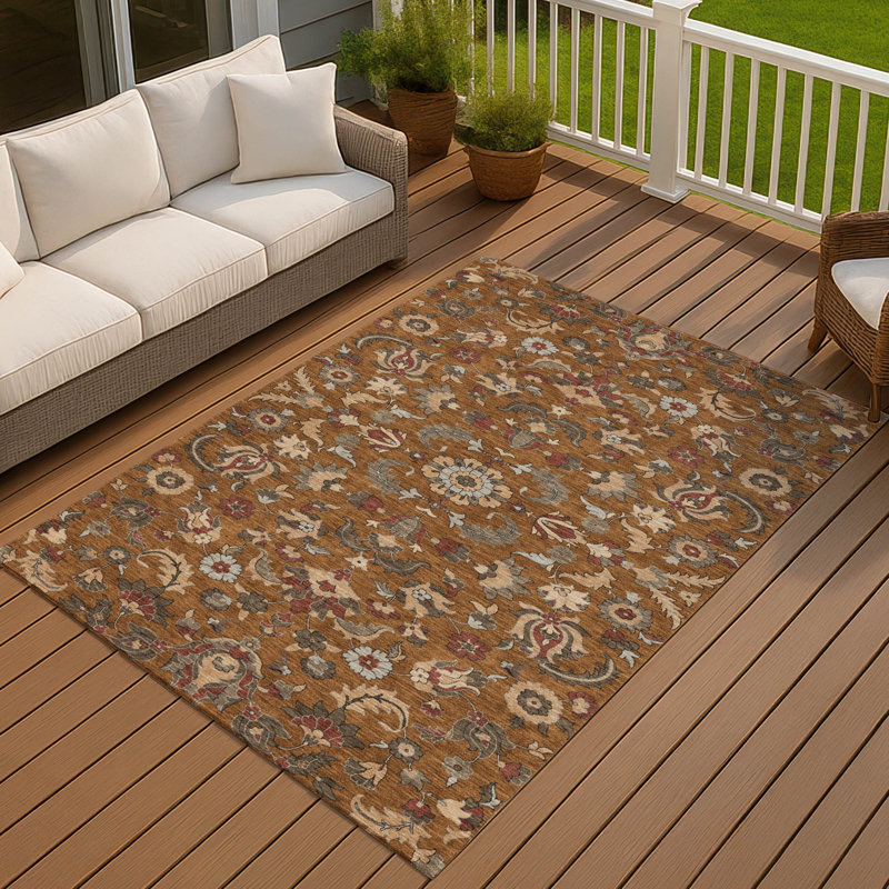 Machine Washable Indoor/Outdoor Chantille ACN2473 Global Rug, 8' x 10', Paprika