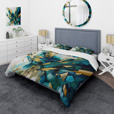 Ensemble de housse de couette en microfibre / polyester Golden Explosion Triangles VII Bedding