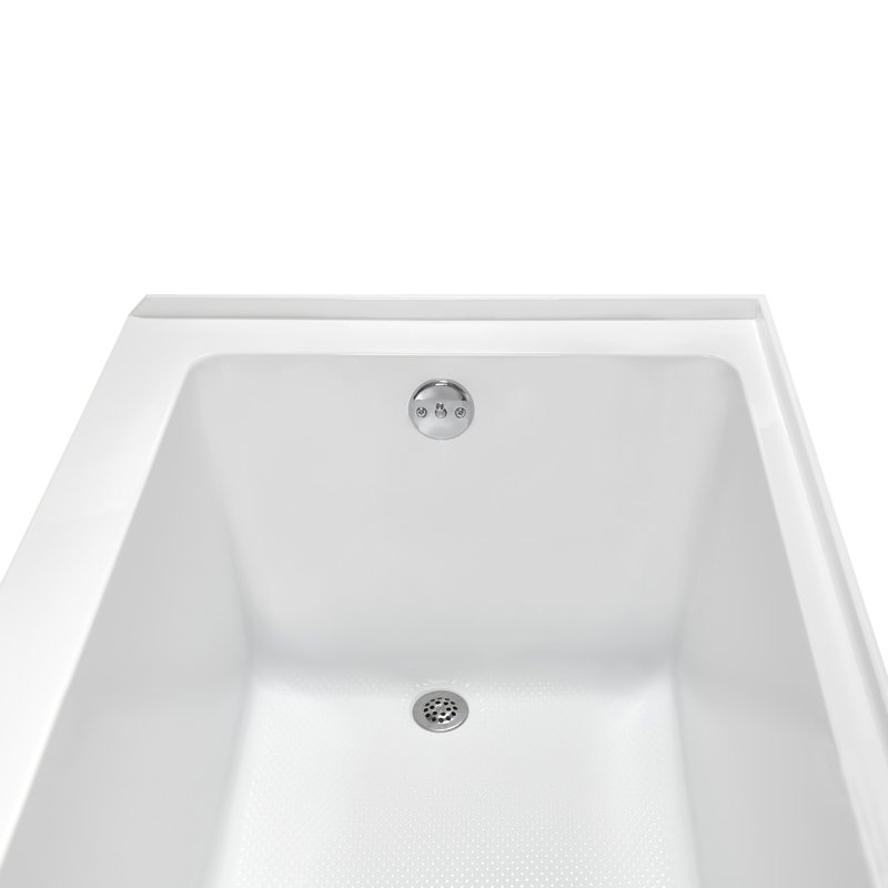 Streamline 60 in. x 32 in. Acrylic Left-Hand Drain Alcove Bathtub in Glossy White With External Drain, Polished Chrome