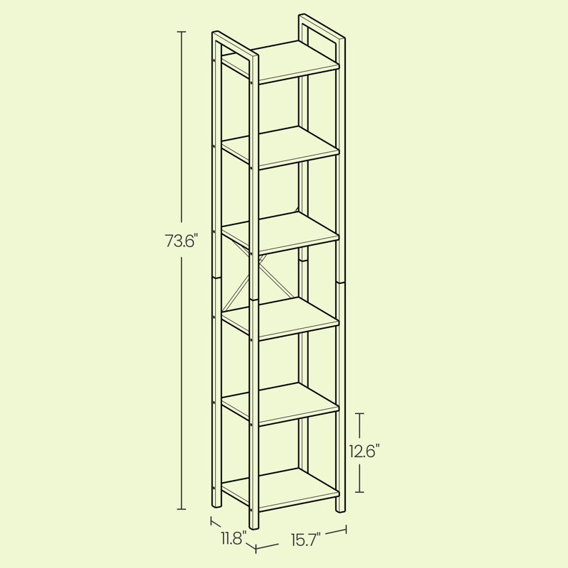 Keemon Etagere Bookcase, (6 Tier) 73.6" H x 15.7" W, Black