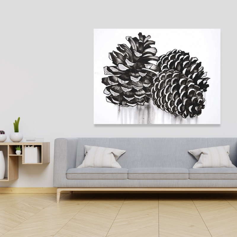 Trois petites pommes de pin - Toile de salon Hygge