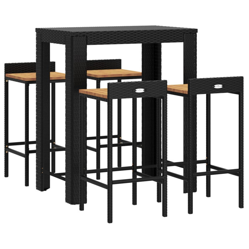 Shepardsville 40cm Solid Wood Bar Set, Black
