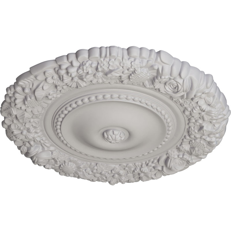 Médaillon de plafond Endurathane Marseille, DE 21 po x P 2 po (convient aux auvents jusqu'à 7 3/8 po), fini blanc ultra pur peint à la main