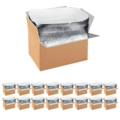  Paquet de 16 boîtes d'expédition isolées de 12 pouces x 10 pouces x 7 pouces avec doublure en feuille d'aluminium, boîtes d'expédition isolantes et froides pour glacière congelée et réutilisable, petite boîte aux lettres