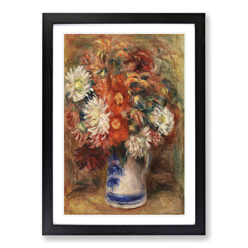 Bouquet of Flowers Vol.1 by Pierre-Auguste Renoir - Picture Frame Painting, 65cm H x 48cm W x 2cm D, Black