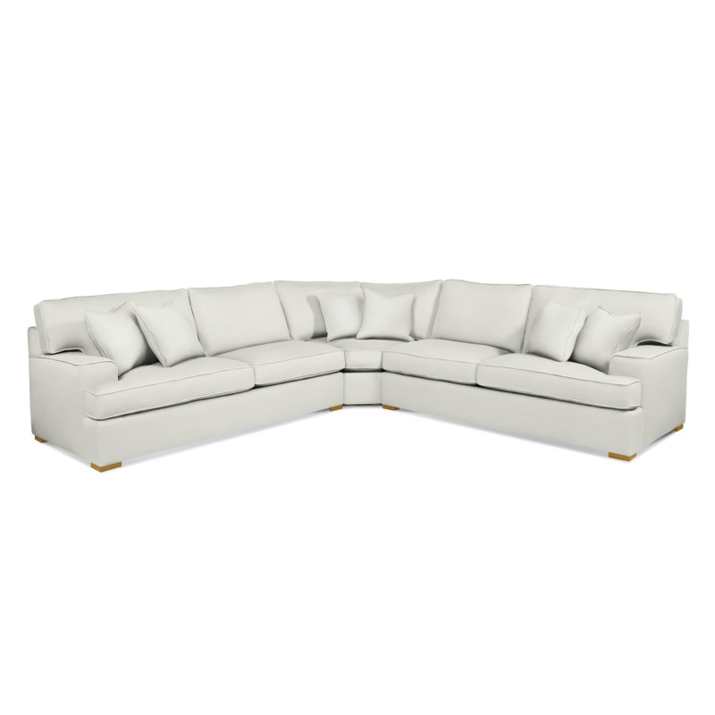 Sadie 3-Piece Upholstered Sectional, Honey Finish, Blue Solid; 0336-82