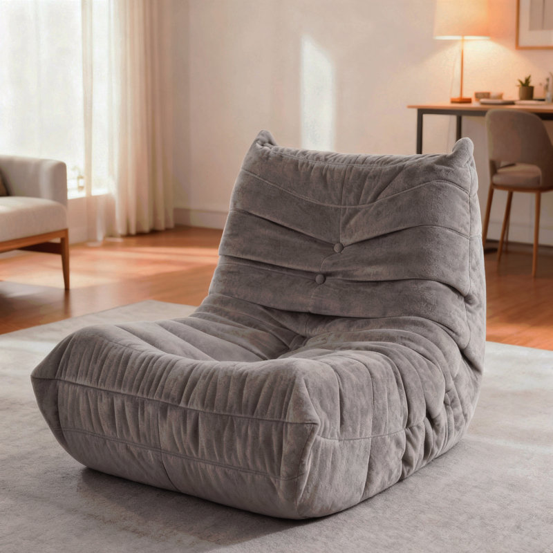 Luxury Accent Chair Button-Tufted Detail Gray Microfiber Comfy Chair Living Room Furniture 1pc, Gray Microfiber
