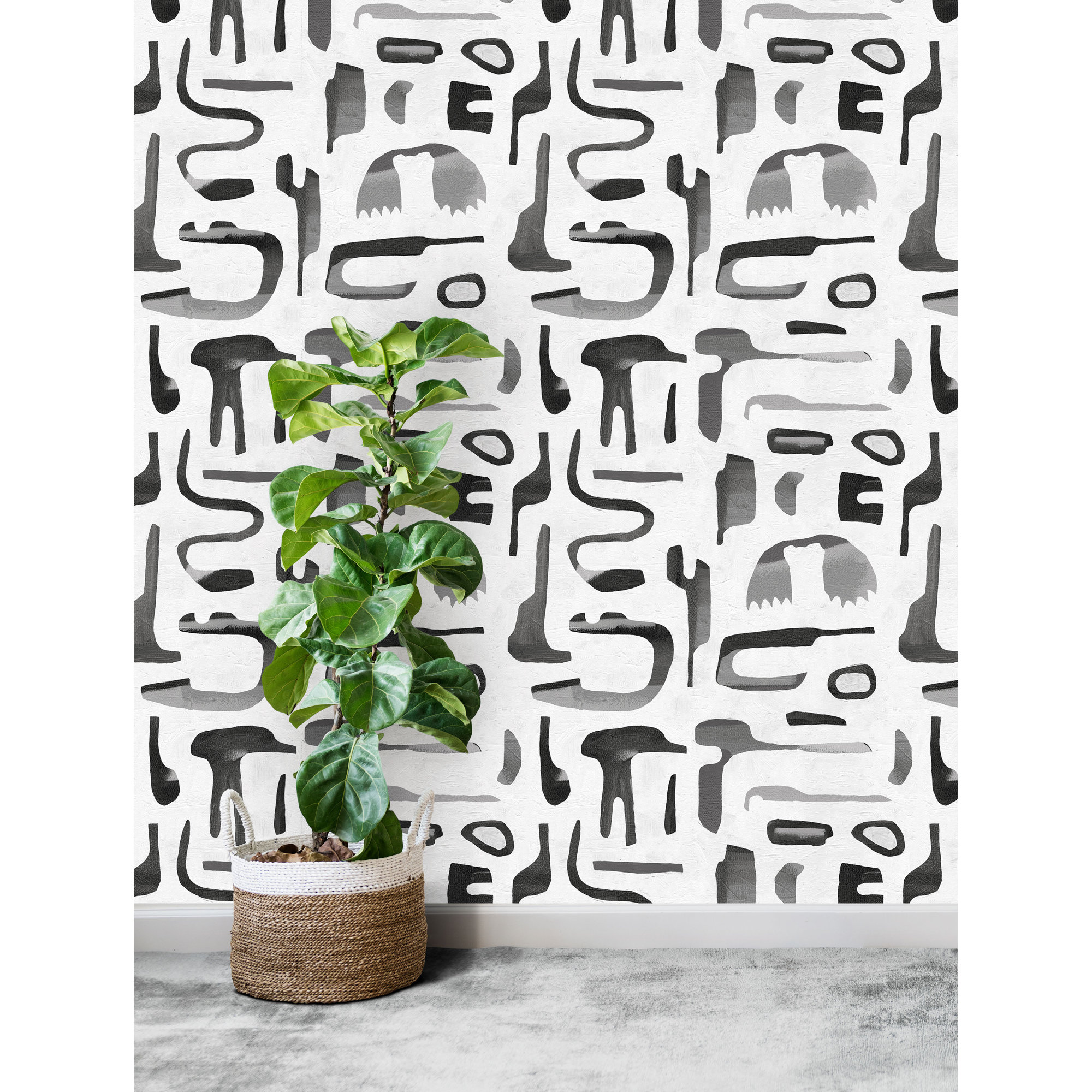 Dean Abstract Wallpaper, Gray/White