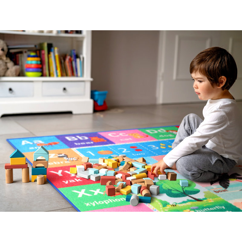 Tapis alphabet pour tapis de salle de jeu Fillender, Rectangle 6 pi x 9 pi