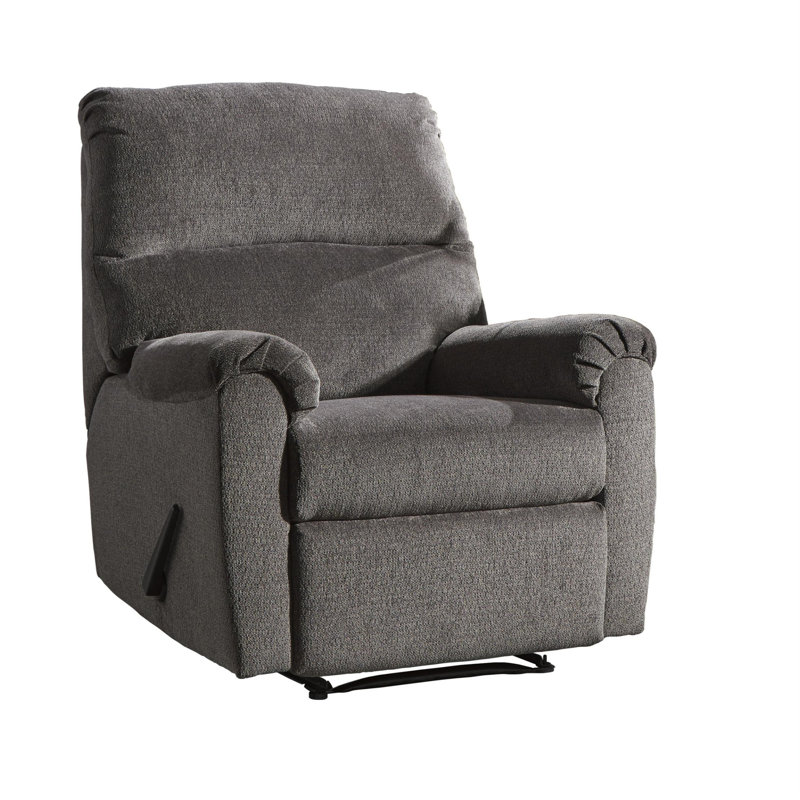 Rishana Upholstered Recliner, Gray Polyester