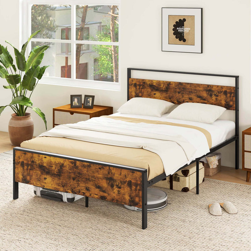 Bed Frame With Wooden Headboard And Footboard Under-bed Storag, Full