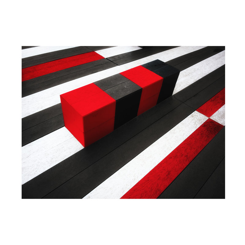 «Harry Verschelden», art sur toile à contraste de planches rouges, H 14 po x l 19 po