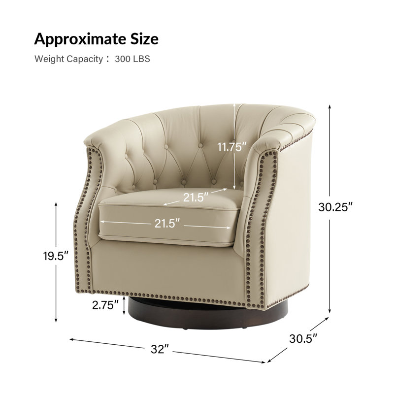 Chaise berçante Chesterfield, Cuir véritable beige