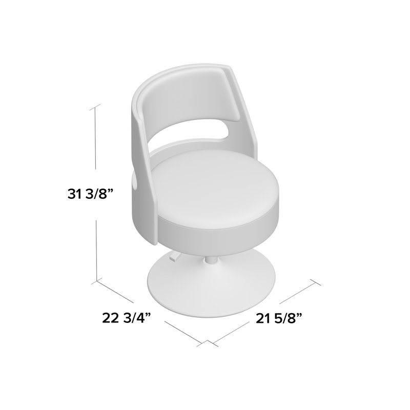 Fauteuil demi-tonneau pivotant en cuir Salon Vegan, Similicuir blanc
