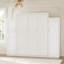 Lit escamotable double avec 2 armoires et tablette de rangement, lit plateforme pliable pour chambre d'amis, blanc