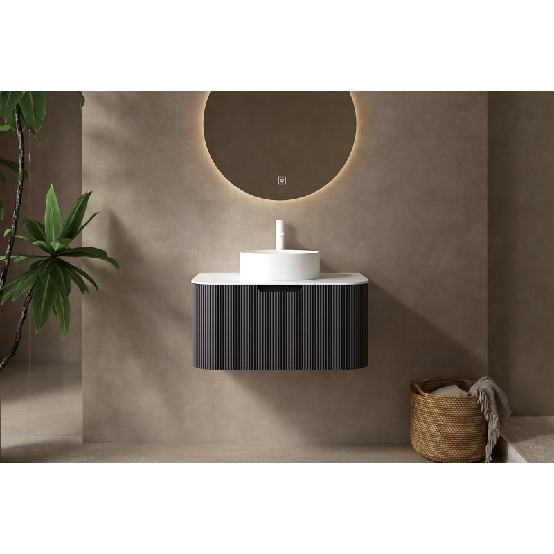 Ensemble de meuble-lavabo à rayures avec lavabo Zyaire