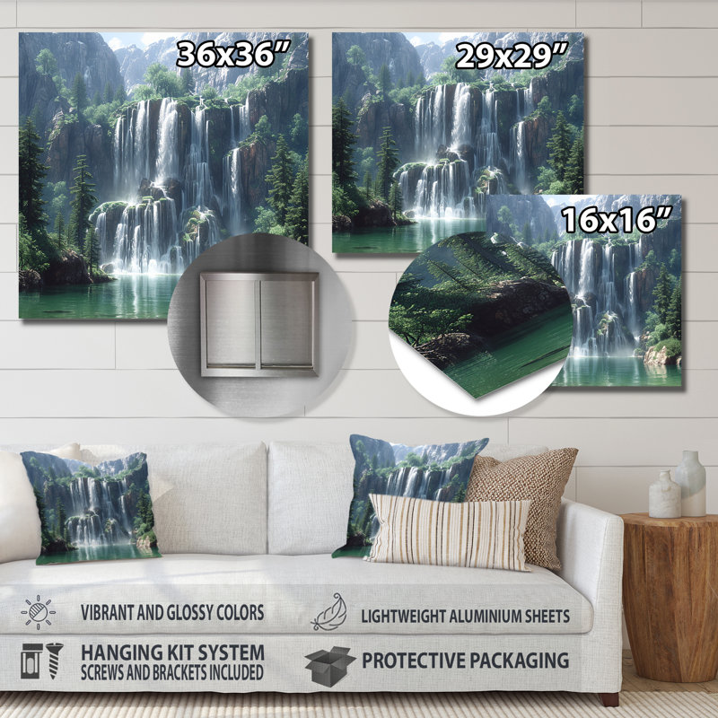 Claypoole - cascade, art mural, H 30 po x l 30 po x P 1 po, Métal