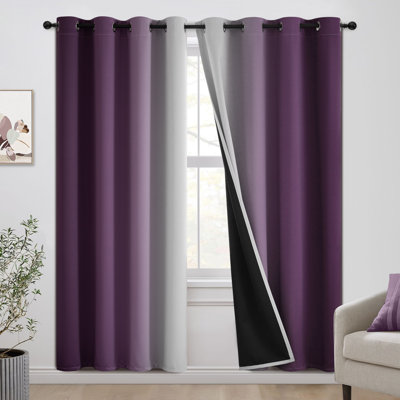 100% Blackout Ombre Curtains,Room Darkening Grommet Gradient Drapes for Bedroom