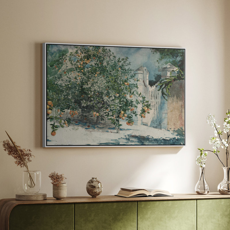 Botanique rétro - L, H 27 po x l 41 po x P 2 po, Toile encadrée flottée blanche