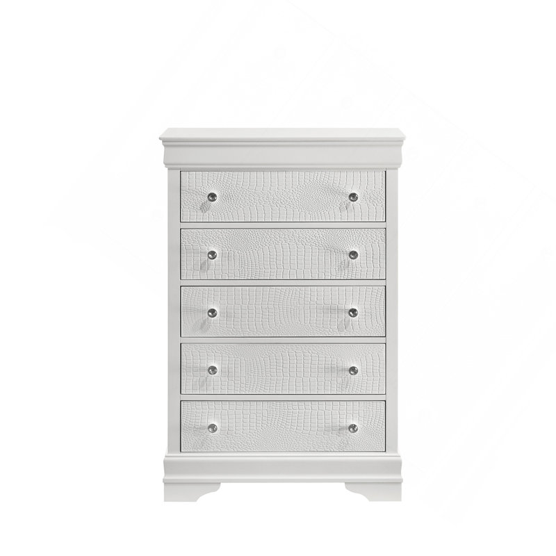 Commode 5 tiroirs Blaze, Blanc