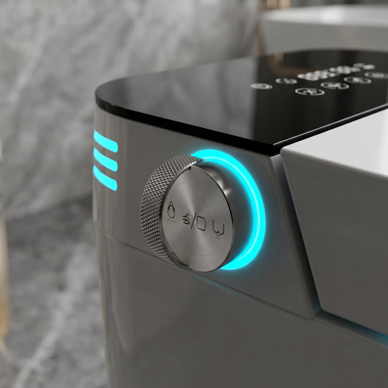 Toilette intelligente une pièce avec chasse d'eau, siège chauffant et télécommande Smart