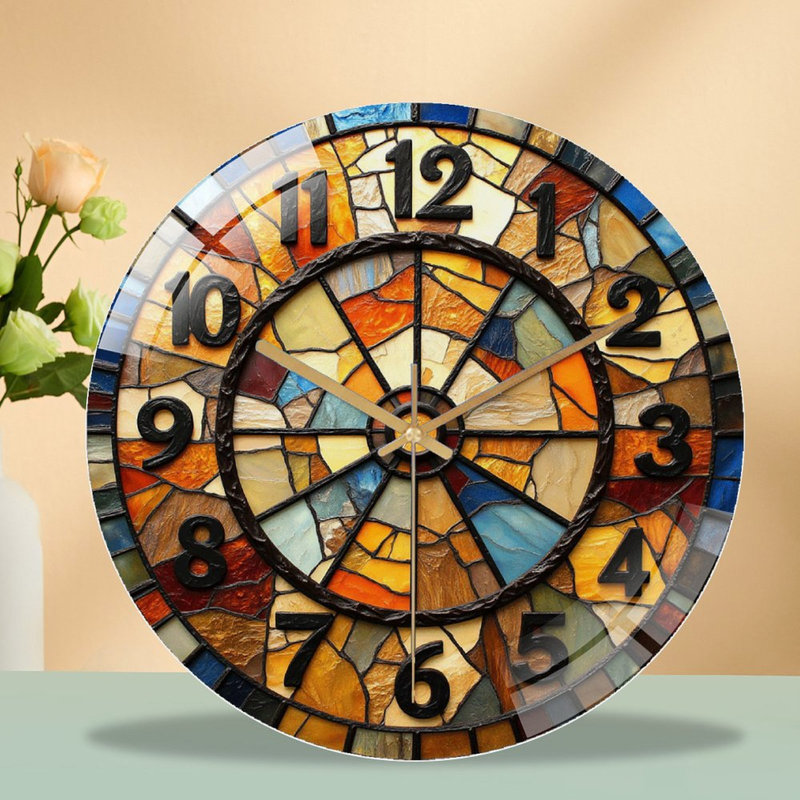 Horloge murale vitrail - 12 po