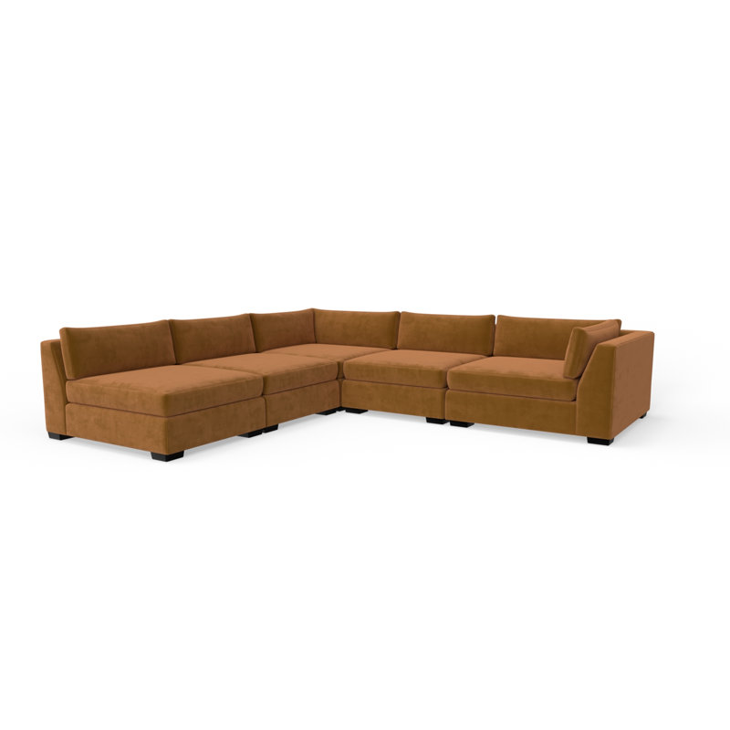 Tori 136" 5-Piece Modular Sectional, Gold Polyester Blend