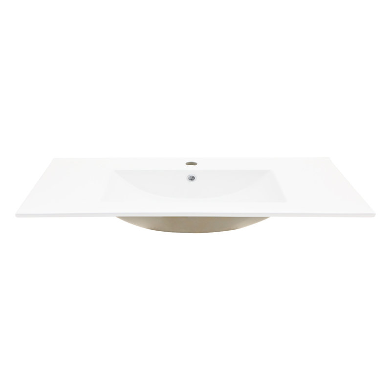 Comptoir de meuble-lavabo en céramique blanc de 24 po x 18 po avec trop-plein - résistance aux taches, faible absorption d'eau, comptoir compact, attrait moderne