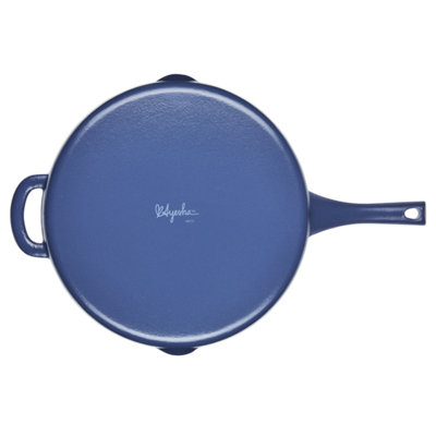 Ayesha Curry Enameled Cast Iron Skillet With Helper Handle And Pour Spouts, 12-Inch, Redwood Red