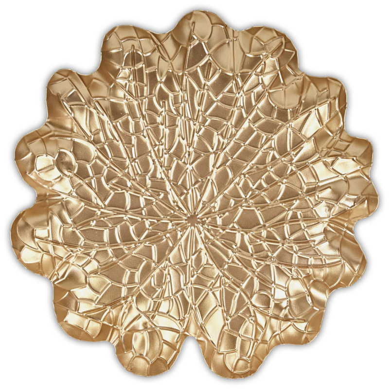 Delphine Golden Metal Lilypad Catchall Tray, 9.75"W x 9.75"D x 1.25"H