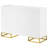 White Freestanding 2-door Cabinet With Gold Trim And 3 - 4 Storage Compartments Art Accent 2 Doors, Trim, Adjustable Shelves
