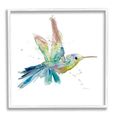 Art contemporain sur toile tendue avec un colibri minimaliste par Carol Robinson
