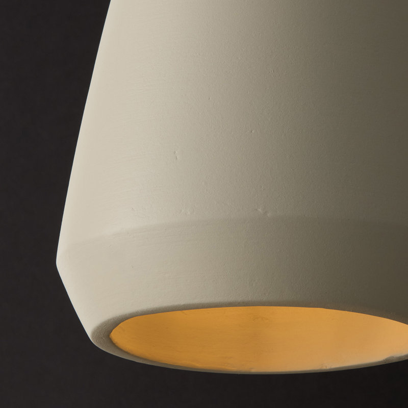 Handcrafted Terracotta Ivory Pendant Light with Matte Black Details