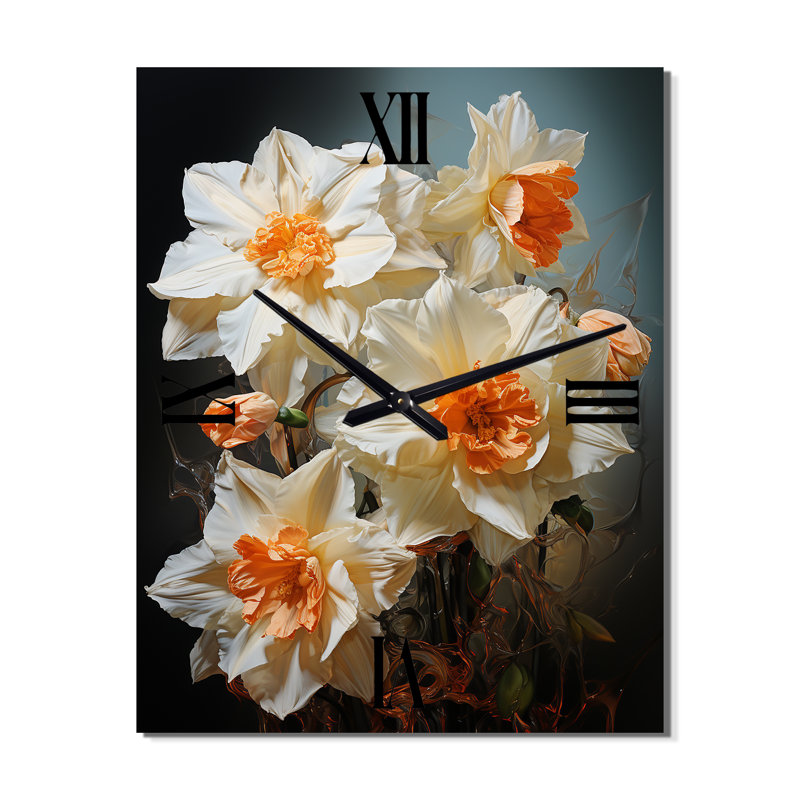 Horloge murale moderne blanche à motif romantique III, H 32 po x l 16 po x P 1 po