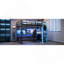 Lit mezzanine double avec bureau, support de rangement latéral, tablettes multi-rangement et lumières RVB, bleu nuage-45561286