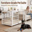 Caisse pour chien de 48 po de style meuble avec double porte en acier, caisse de chien robuste en bois pour chiens de taille moyenne / grande, style table de bout résistante à l'eau-965893070-965893071